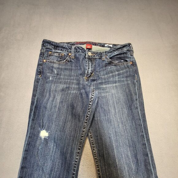 Arizona Jean Co Juniors 11 Blue Boot Cut Distressed Stretch Denim - Picture 2 of 12